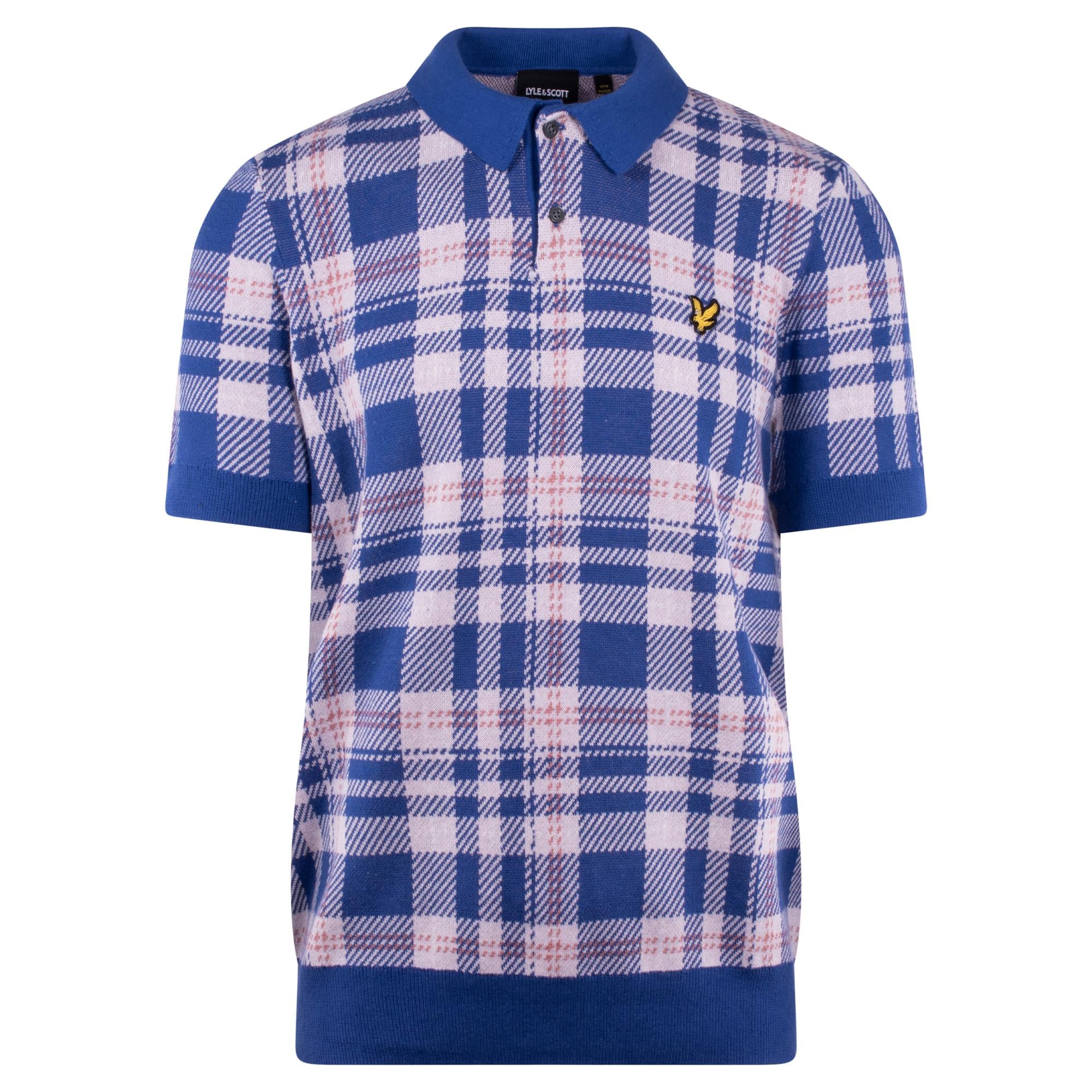 Lyle & Scott Spring Tartan Knitted Polo Mist Lilac
